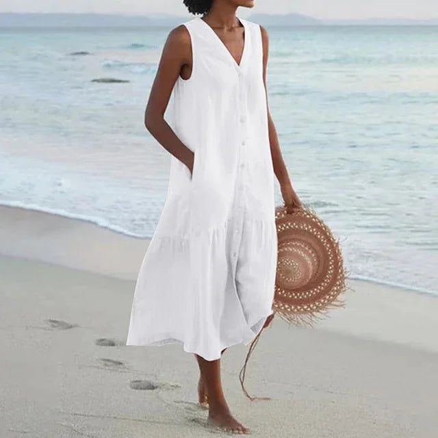 Selene | Belted A-Line Midi Dress