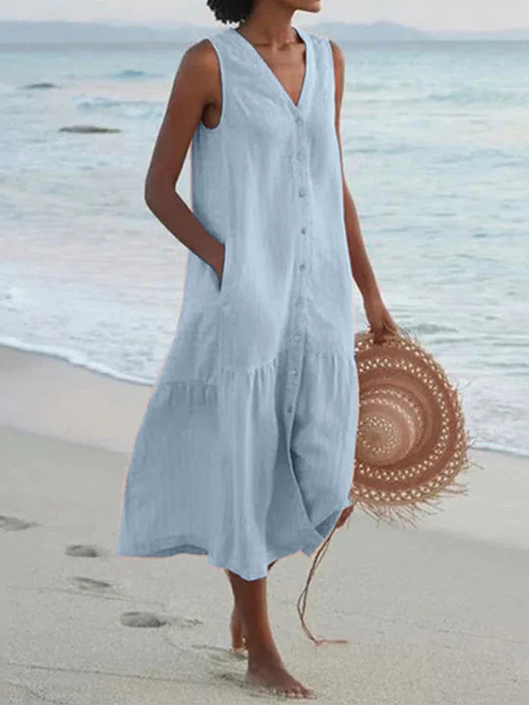 Selene | Belted A-Line Midi Dress