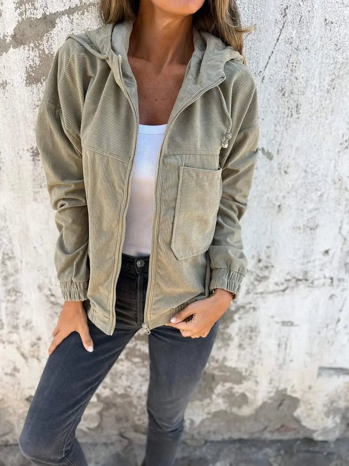 Elara | Lightweight Corduroy Zip Jacket