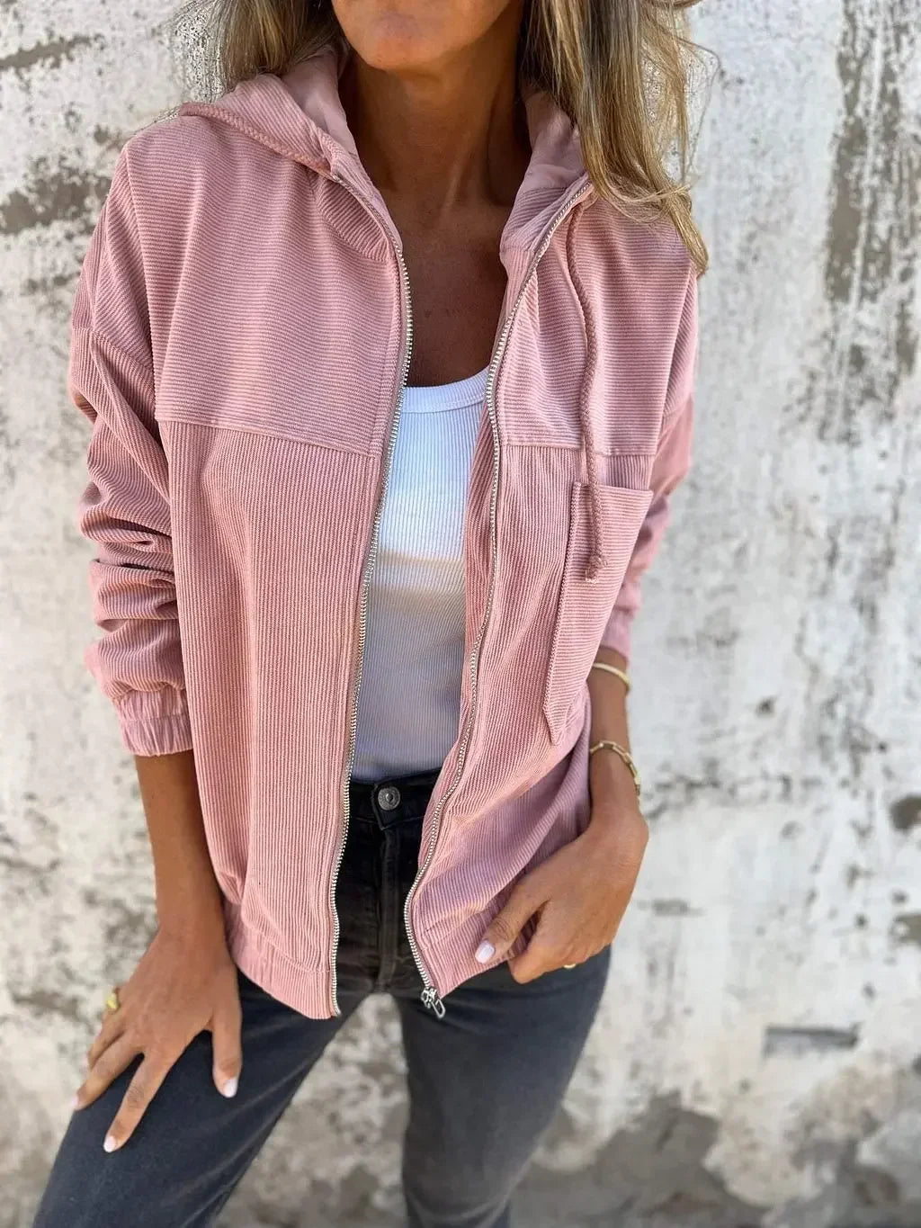 Elara | Lightweight Corduroy Zip Jacket