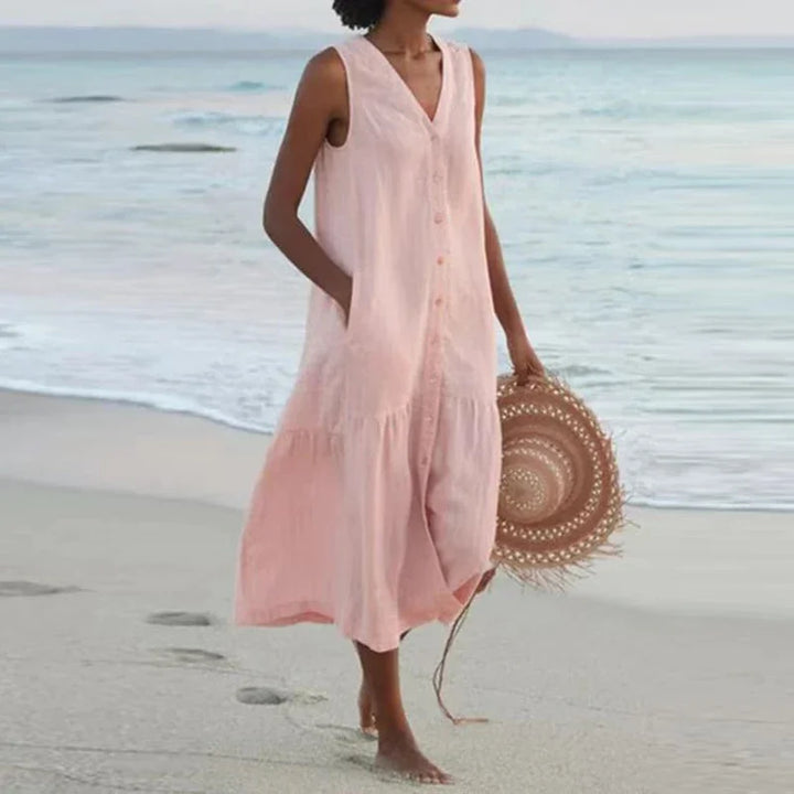 Selene | Belted A-Line Midi Dress