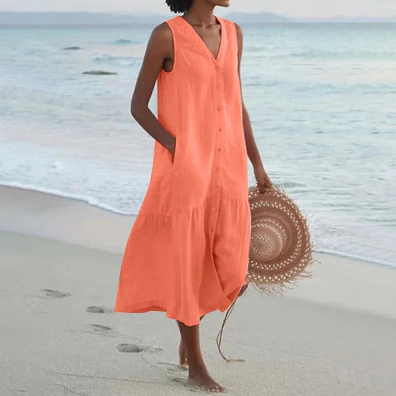 Selene | Belted A-Line Midi Dress