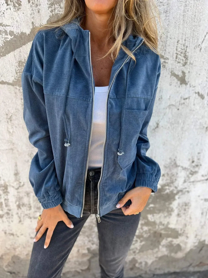 Elara | Lightweight Corduroy Zip Jacket