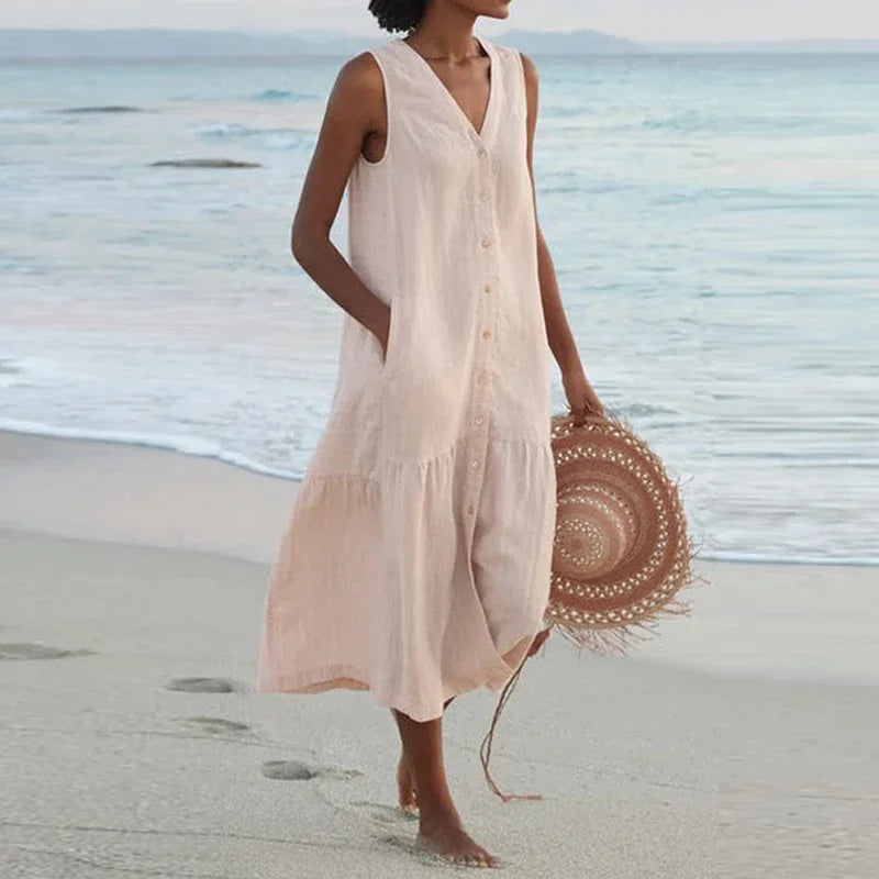 Selene | Belted A-Line Midi Dress